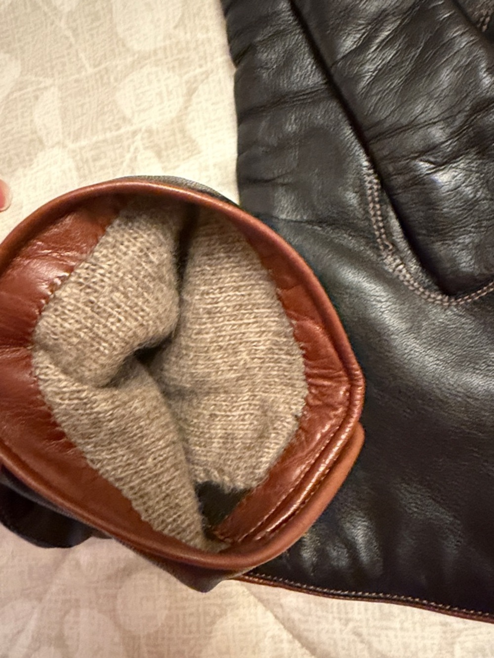 Coach Chocolate Brown Leather Gloves with Gold-Tone Button Accents - Picture 4 of 7